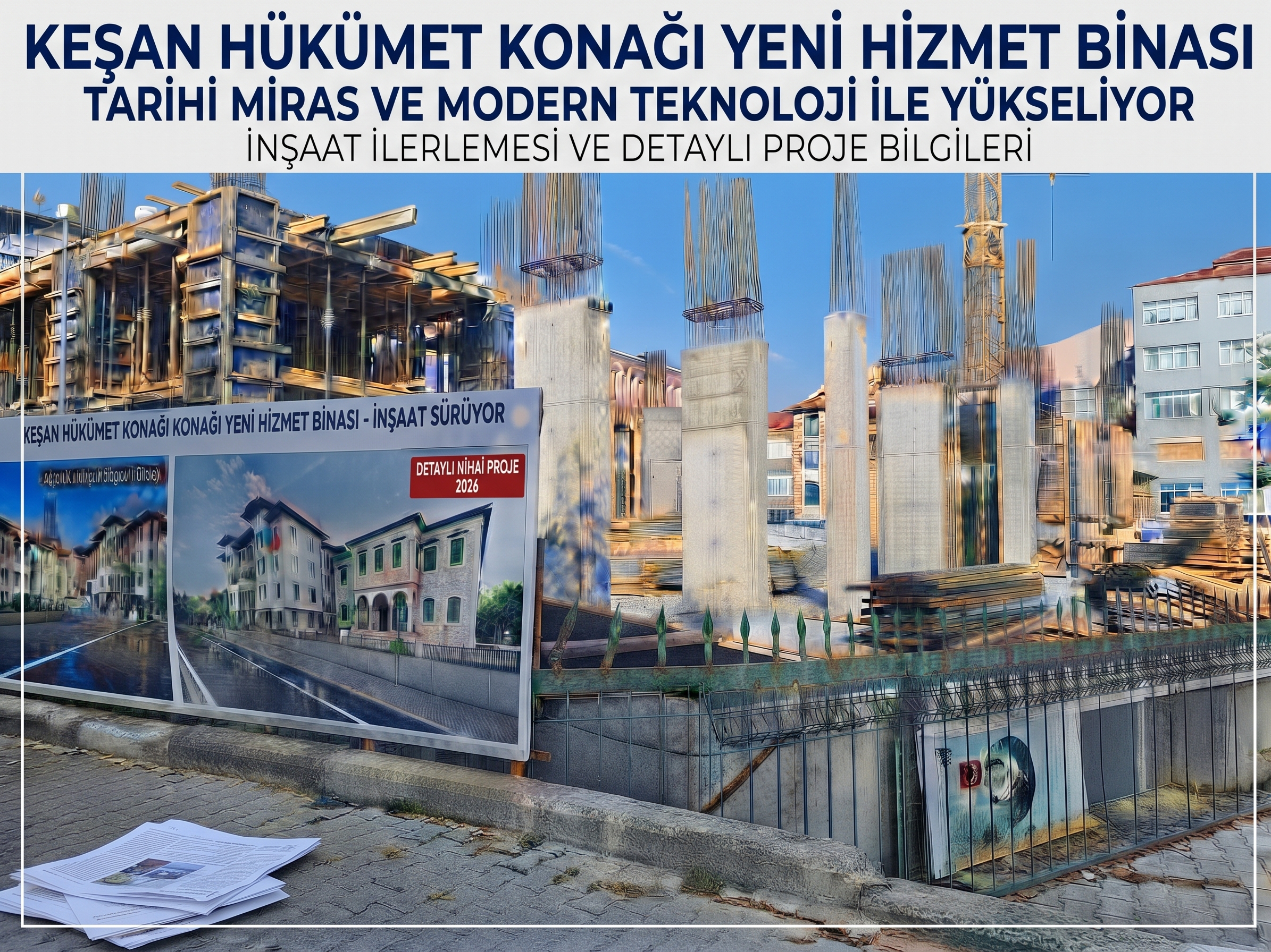 Keşan’da yıkılan eski Hükümet Konağı inşaatı hızla yükseliyor