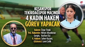 Keşanspor Tekirdağspor maçında 4 kadın hakem görev yapacak