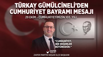 Türkay Gümülcineli’den 29 Ekim açıklaması