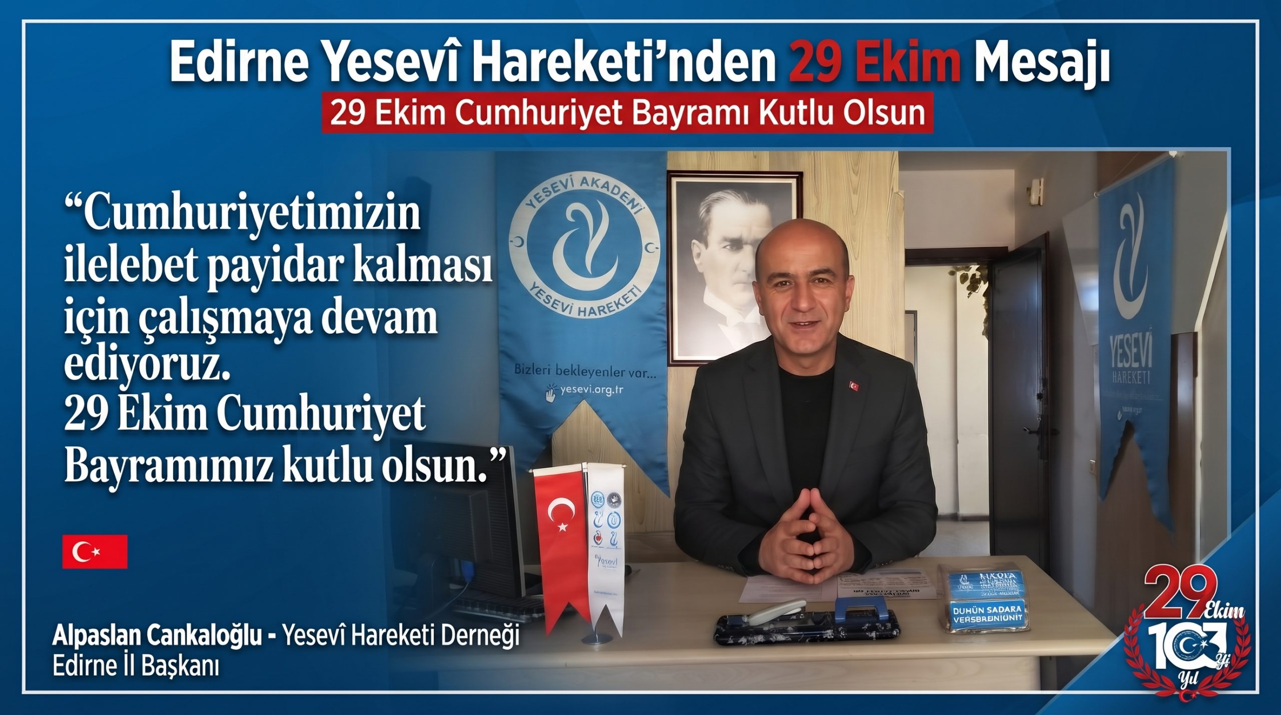 Edirne Yesevî Hareketi’nden 29 Ekim mesajı